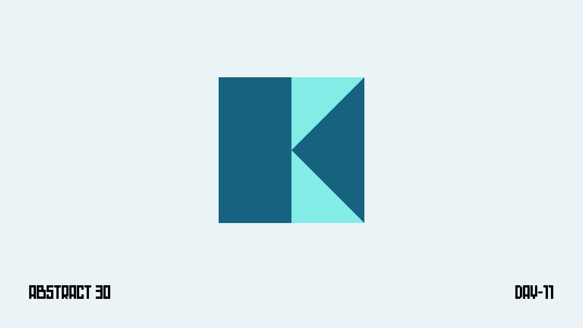 Designatiev's tweet image. Day 11 — K
Sharp diagonals.
Dynamic tension.
Blue geometry continues.

#Abstract30 #letterK #dailytype #designchallenge