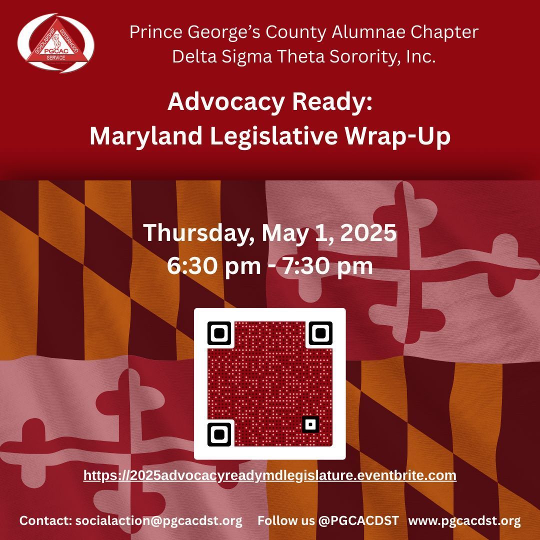pgcacdst's tweet photo. Join us on Thursday, May 1st at 6:30 to learn what happened during the Maryland Legislative Session and how it affects you!
Register  here: https://t.co/PFTEyhmMqL 

#DST1913 #PGCAC
#PGCACSocialAction https://t.co/IK9v8Ra0by