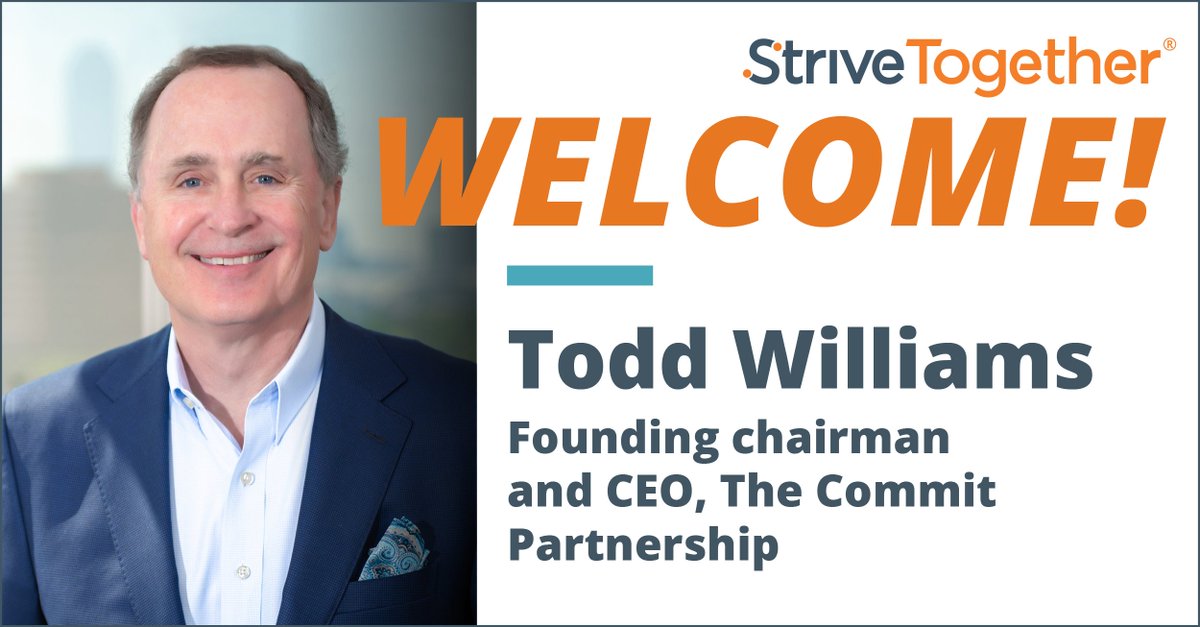 StriveTogether (@strivetogether) on Twitter photo We’re thrilled to welcome Todd Williams, CEO of Cradle to Career Network member <a href="/Commit2Dallas/">Commit Partnership</a>, to the StriveTogether Board of Directors! Todd leads bold, collaborative work in Dallas and across Texas to boost #CradleToCareer outcomes. Welcome aboard, Todd! We’re thrilled to welcome Todd Williams, CEO of Cradle to Career Network member <a href="/Commit2Dallas/">Commit Partnership</a>, to the StriveTogether Board of Directors! Todd leads bold, collaborative work in Dallas and across Texas to boost #CradleToCareer outcomes. Welcome aboard, Todd!