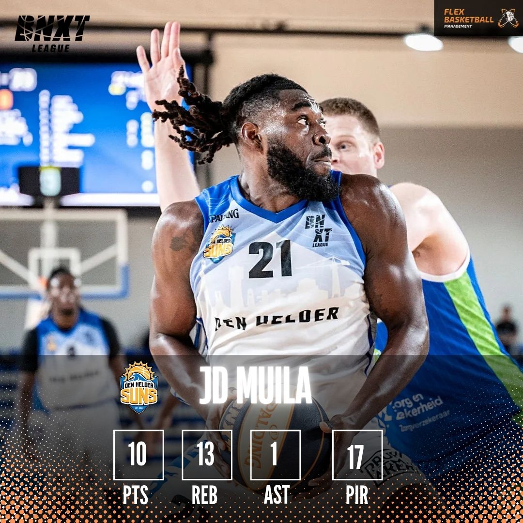 With a big road win vs <a href="/Donar_Official/">Donar</a> <a href="/JdMuila11/">JD Muila</a> got his 15th double double of the season and a PIR 17 for Den Helder 🔥