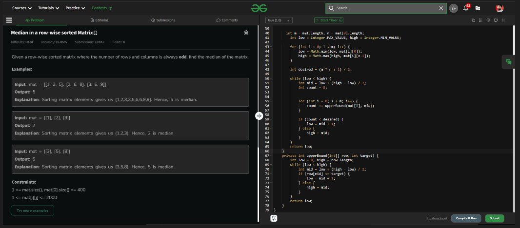 selfxiron41001's tweet image. Day-9  Coding Daily🔥
college 9 to 4:30  
Solved 4 DSA questions
-Find Peak Element (2D Matrix)
-Matrix Median
-Remove outermost Paranthesis
-Reverse words in a given string / Palindrome Check  #code #dailycode #dsa #ElonMusk #letsconnect #leetcode