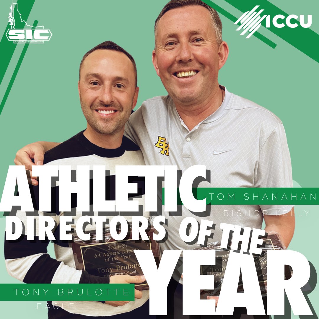 Congrats to our 2025 Athletic Directors of the Year

6A - Tony Brulotte (Eagle) 
5A - Tom Shanahan (Bishop Kelly)

We are grateful for your service to our conference and our schools!