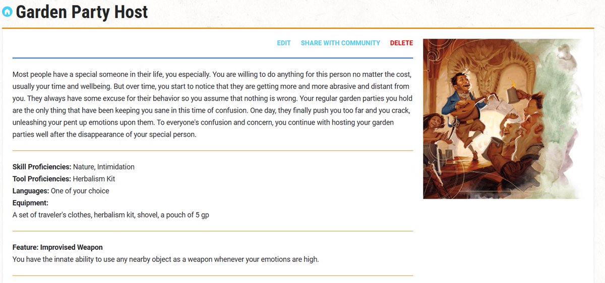 _lostcrow's tweet image. Inspired by @MaddsBuckley ‘s song Garden Party, I’ve made my first attempt at making homebrew dnd backgrounds.