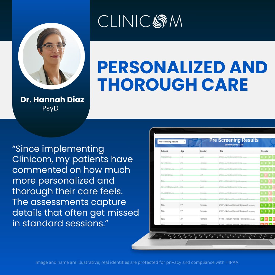 Dr. Diaz enhances patient care with personalized assessments from Clinicom. Learn More at clinicom.com

#PersonalizedCare #Clinicom