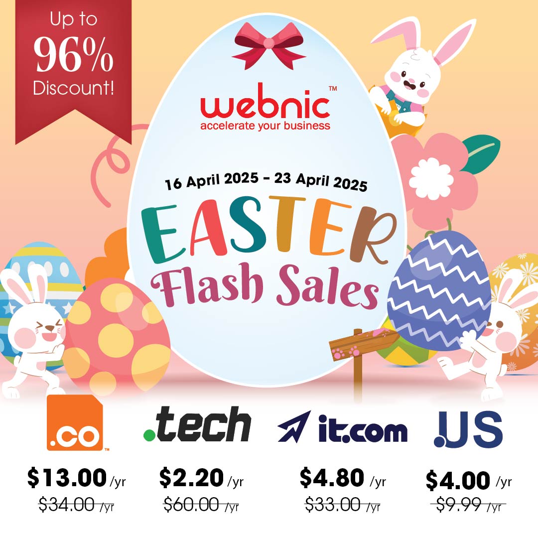 webnic_cc's tweet image. 🐰 Easter Flash Sales are here!

🎉 Get yours before the eggs crack:
• .CO – $13.00 (was $34.00)
• .TECH – $2.20 (was $60.00)
• .IT.COM – $4.80 (was $33.00)
• .US – $4.00 (was $9.99)

Hop on these deals before they&apos;re gone!
#WebNIC #DomainPromo #EasterSale #FlashDeals
