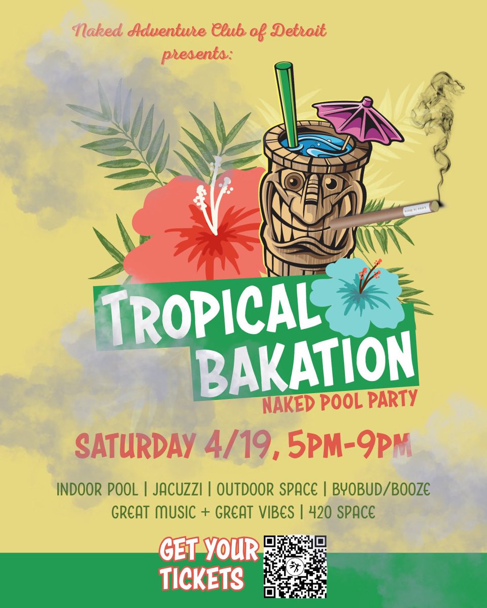 It’s 420 time and we’re getting lit! Tickets are still available for our 2nd Annual Clothing Optional Tropical Bakation this Saturday 5-9pm! eventbrite.com/cc/tropical-na… #bakation #weed #skinnydip #skinnydipping #bodyfreedom #bodypositive #dofunshitnaked #getNACD #smokeNACD