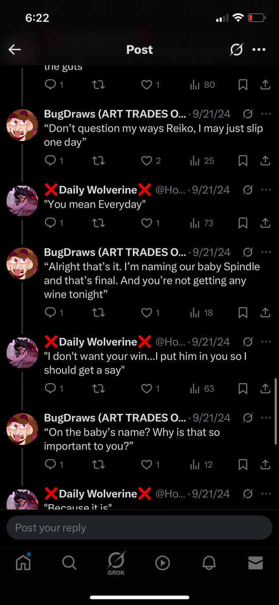 draws_bug98965's tweet photo. Still possibly my favorite interaction on this app ever

(For context it had to do with old era Reiko and Havik naming Spindle)
#MKGenerations
#reivik https://t.co/IROdtDFLkf