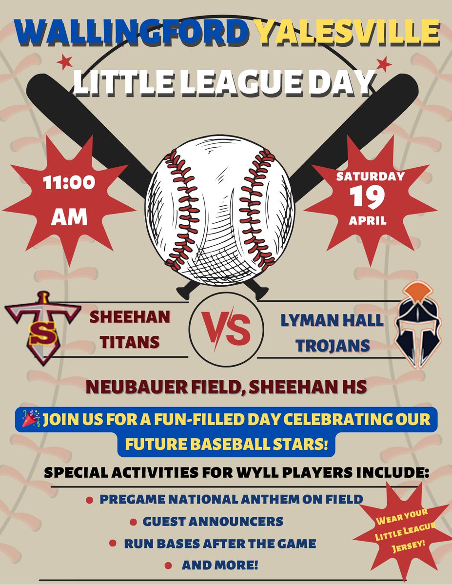 MTSbaseball2025's tweet image. Come on out to Neubauer Field on Saturday at 11am as we take on Lyman Hall and celebrate the future stars of Wallingford baseball!