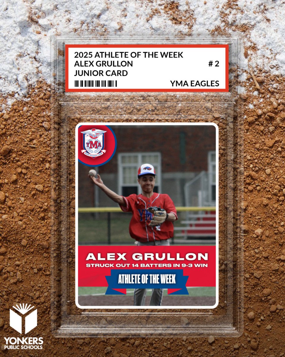 This week's Athletes of the Week are making noise on the diamond!

Gio Bello (Yonkers Bulldogs)
5-for-10, 6 RBIs, 6 runs, 2 walks over 3 games. Got the W vs. Saunders w/ 5 IP, 4 H, 3 K.

Alex Grullon (YMA Eagles)
Struck out 14, allowed 5 hits in a 9-3 win over Peekskill.