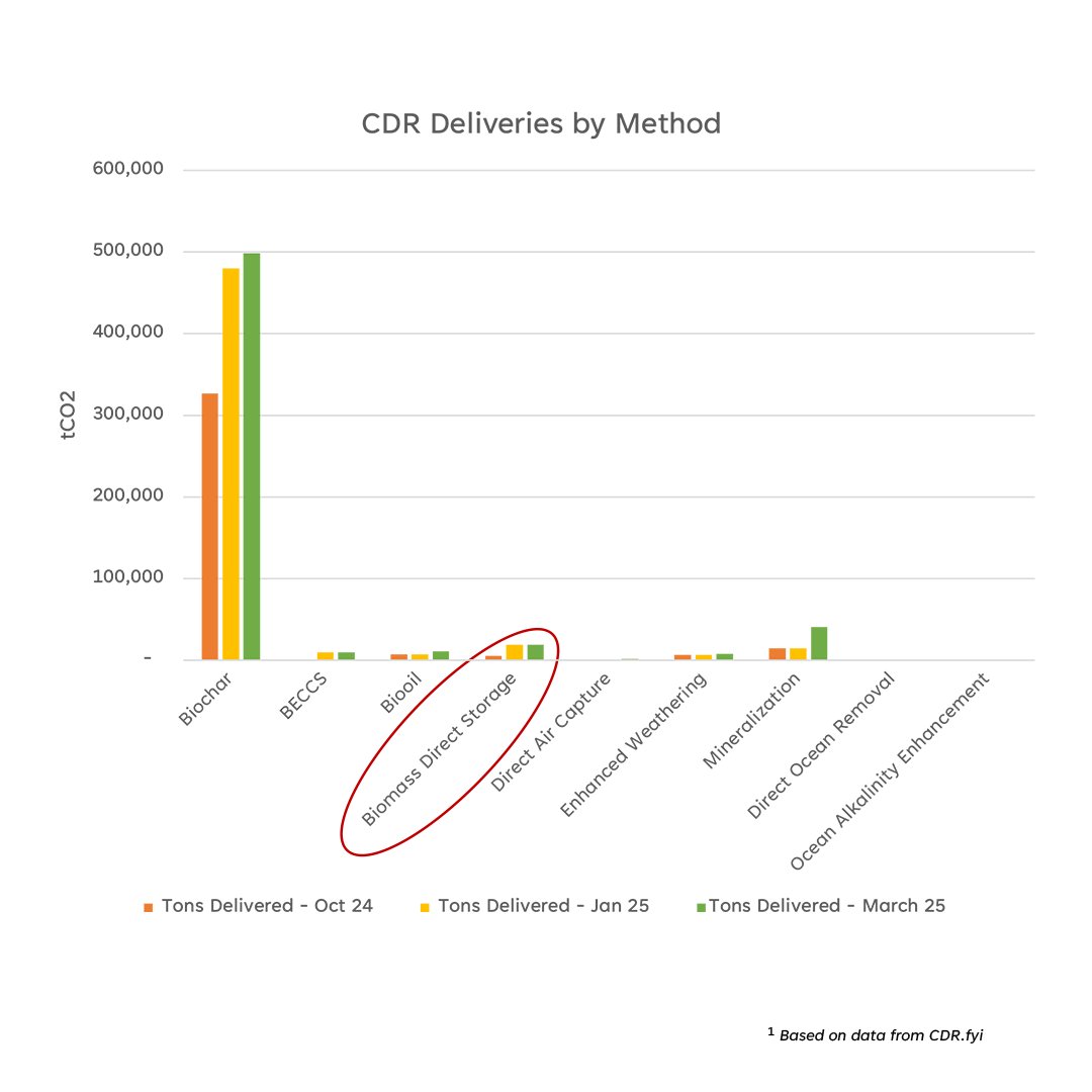 Very interesting to see this analysis from <a href="/business/">Bloomberg</a> illuminating the gap between #CDR investment versus delivery, based on data from <a href="/cdr_fyi/">cdr.fyi</a>.

This accurately focuses on carbon dioxide removal technologies that are delivering today.. The Biomass Carbon Removal and Storage