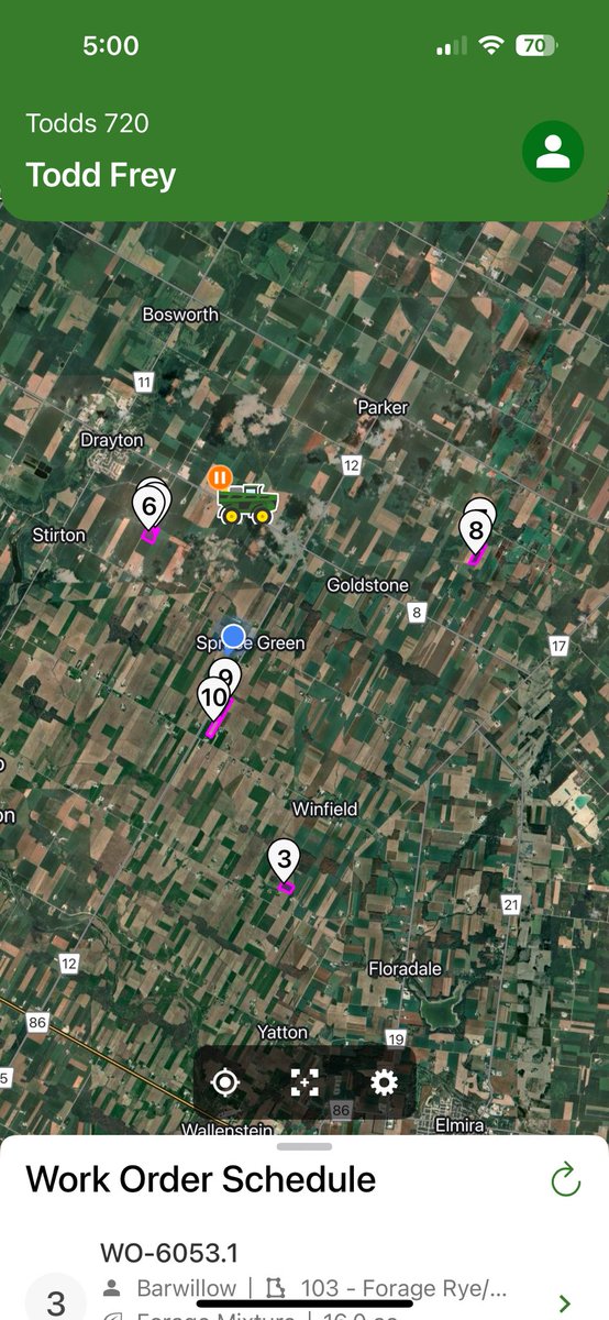 Kinda neat to have this view again. #fertsquirt25 begins. Pro Dispatch keeping a birds eye view on things. Tender app working nice.