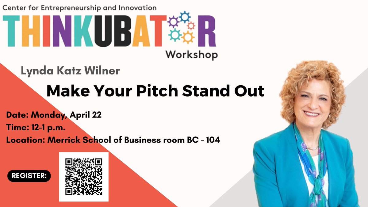 Nervous about pitching? Let’s fix that.
Learn strategies to deliver a pitch that’s clear, confident, and persuasive.
Register Here:lnkd.in/ePAySj4A
#UBaltCEI #ThinkUBatorWorkshop #EntrepreneurshipWorkshop #StartupPitch #LyndaKatzWilner #UBaltEvents
