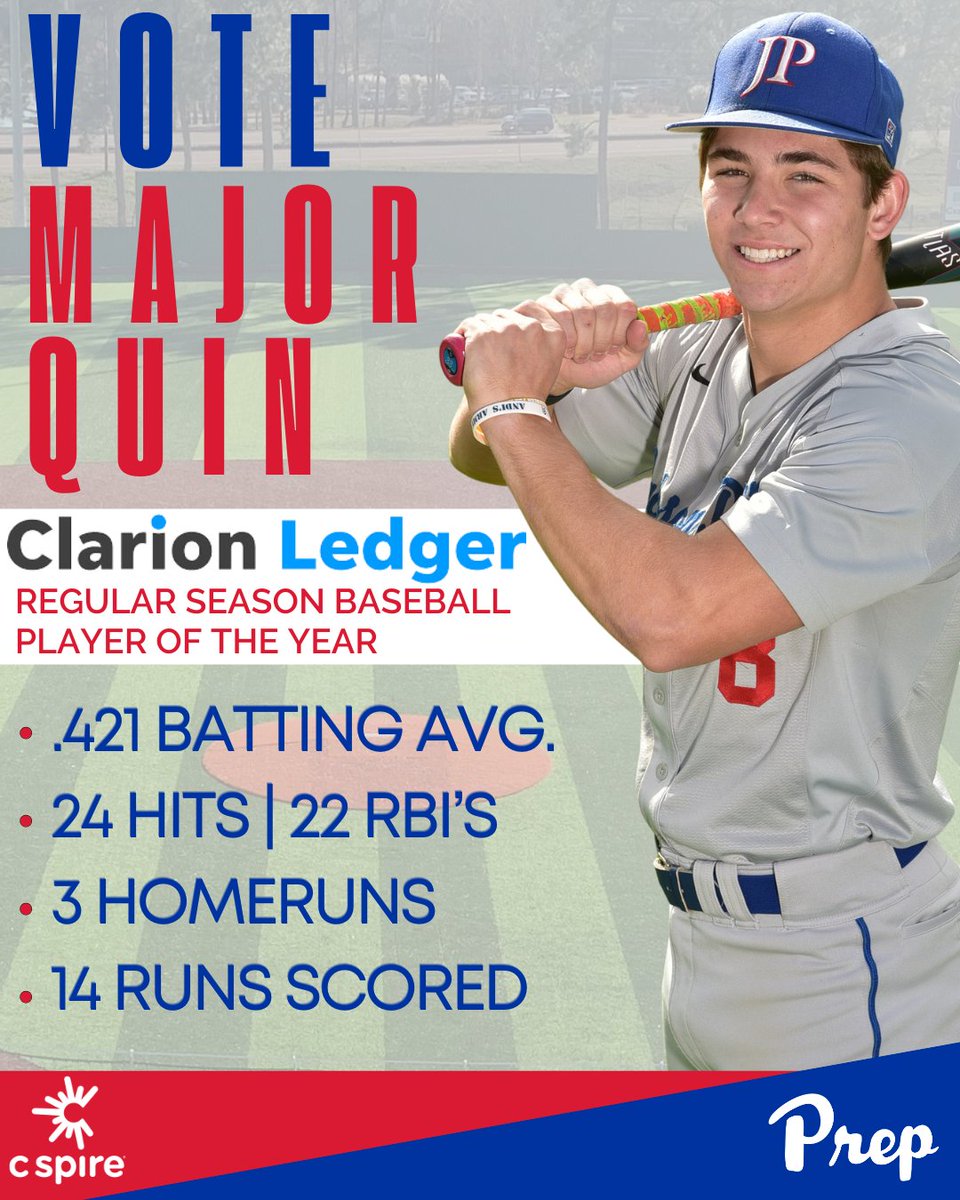 JPsports's tweet image. Vote Major Quin! Fans may vote in the poll one time per hour per device. The poll closes at noon on Saturday. Vote now at clarionledger.com/story/sports/h….
