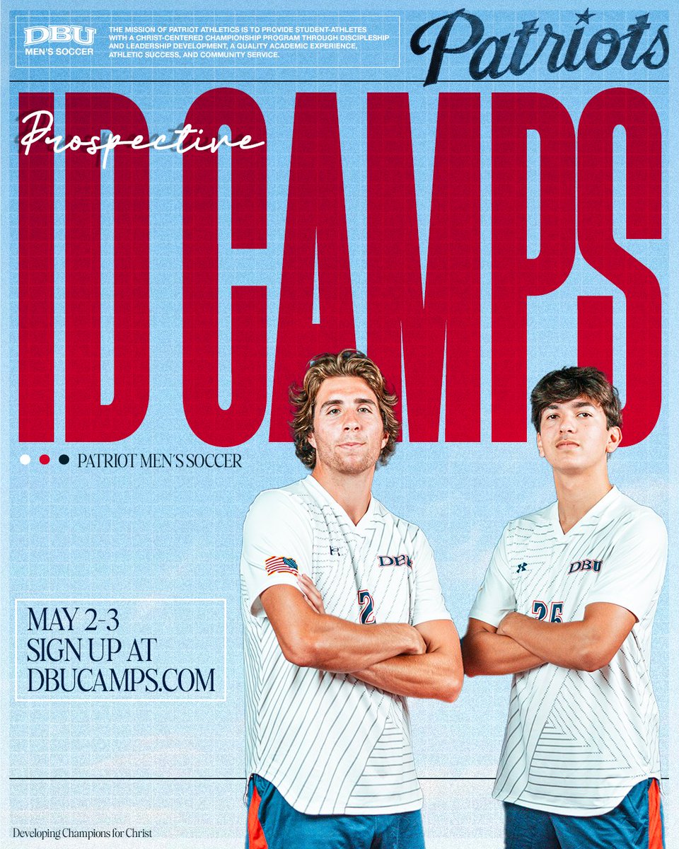Come experience DBU Men's Soccer at our upcoming ID Camps on May 2&amp;3!