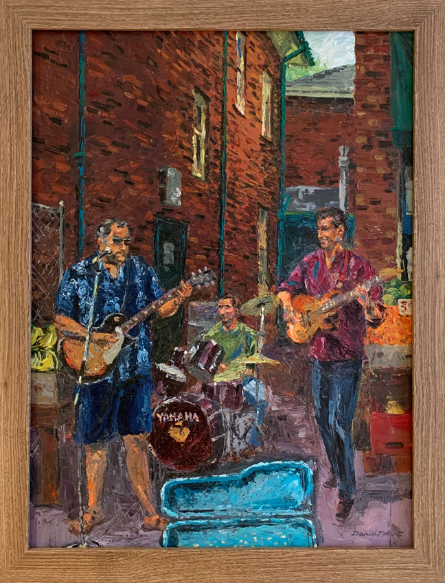 Daniel Fobert, Live Band playing in Kensington Market, Oil on Canvas, 24” x 18”, 61 x 46cm, $700
#pleinairpainting #quinteartscouncil #art #canadianart #oilpainting danielfobert.com