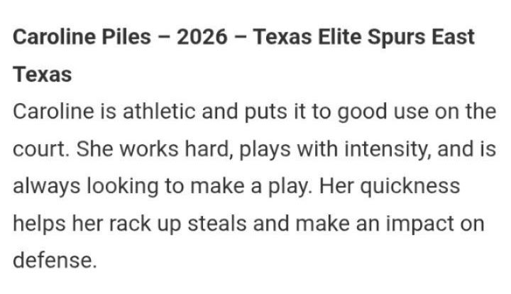carolinepiles.13 (@pilescaroline) on Twitter photo Thank you <a href="/JrAllStarBB/">Jr. All-Star Girls Basketball</a> for your kind words!! π€©π€© <a href="/SpursTyler/">Texas Elite East Texas Spurs π π</a> Thank you <a href="/JrAllStarBB/">Jr. All-Star Girls Basketball</a> for your kind words!! π€©π€© <a href="/SpursTyler/">Texas Elite East Texas Spurs π π</a>