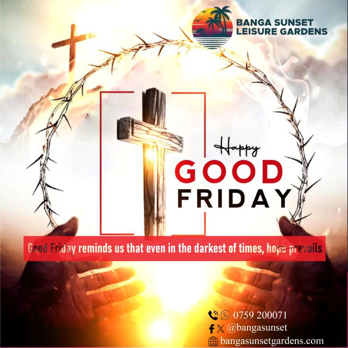 bangasunset's tweet photo. A reflective Good Friday to all. May you find peace in Christ’s sacrifice today. 🌿 John 3:16
While we observe this holy day, our doors remain open. Quiet moments amidst nature’s beauty #HolyWeekUG
#GoodFridayReflections #BangaSunsetPeace 
#BlessedEaster #UgandaFaith https://t.co/5eCiUJWIMX