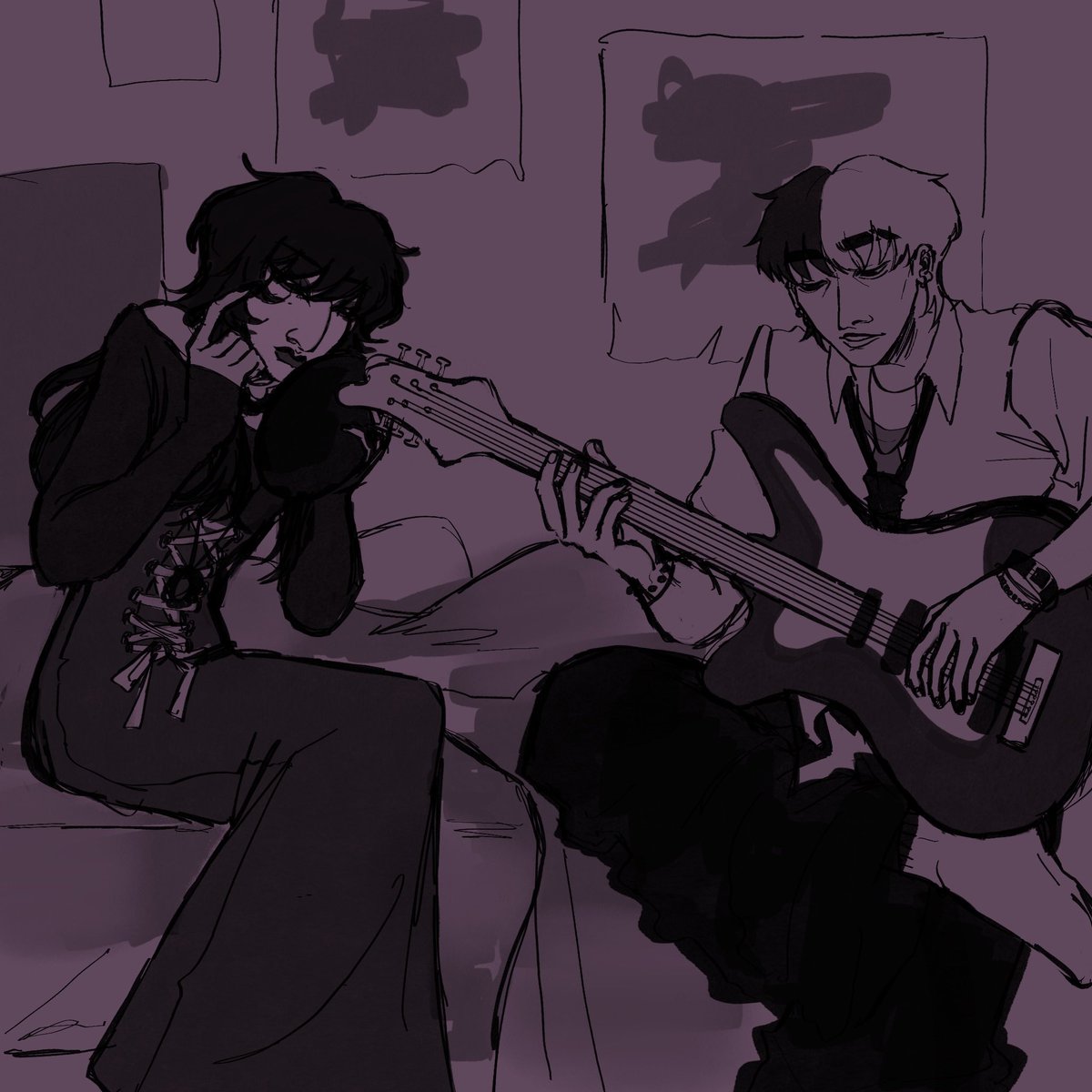hi guys i'm extremely inactive but it's my wifey <a href="/den1kunn/">denikunn 🏴‍☠️</a> 's birthday and i drew her rockteez au matz so enjoy

HAPPY BIRTHDAY ONCE AGAIN HUN ILYYYYYYYY