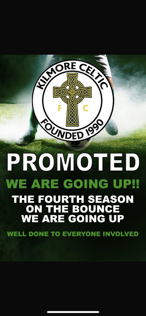 Kilmore Celtic FC (@kilmoreceltic) on Twitter photo 💚💚💚💚💚💚
WE ARE GOING UP 👊🏻
Our seniors are going up, 4th season on the bounce for this talented young squad 💚 been a tough season for the lads plenty of ups & down but that’s the game.
Premier 1 ✅
Premier 🏆✅
Major 1c ✅
Major 1b ✅
<a href="/LSLLeague/">Leinster Senior League</a> <a href="/AlQuinn2015/">LSL Live Update’s</a> 💚💚💚💚💚💚
WE ARE GOING UP 👊🏻
Our seniors are going up, 4th season on the bounce for this talented young squad 💚 been a tough season for the lads plenty of ups & down but that’s the game.
Premier 1 ✅
Premier 🏆✅
Major 1c ✅
Major 1b ✅
<a href="/LSLLeague/">Leinster Senior League</a> <a href="/AlQuinn2015/">LSL Live Update’s</a>