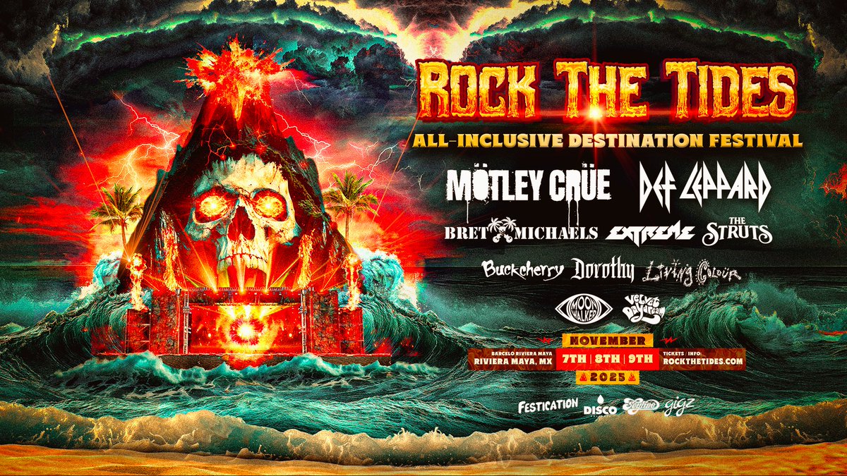 Mötley Crüe (@motleycrue) on Twitter photo Mötley Crüe and <a href="/DefLeppard/">Def Leppard</a> present <a href="/RocktheTides/">Rock the Tides</a>
Nov 7, 8 & 9 2025 at all-inclusive resort, 'Barceló Riviera Maya'
Packages include 3-days of legendary performances and the ultimate 5-star vacation; luxury resort room, unlimited food & drink (alcohol included), round-trip Mötley Crüe and <a href="/DefLeppard/">Def Leppard</a> present <a href="/RocktheTides/">Rock the Tides</a>
Nov 7, 8 & 9 2025 at all-inclusive resort, 'Barceló Riviera Maya'
Packages include 3-days of legendary performances and the ultimate 5-star vacation; luxury resort room, unlimited food & drink (alcohol included), round-trip