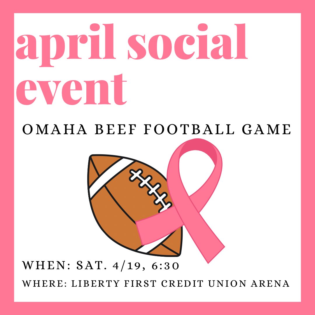 This Saturday is our April social event! We will be heading to the Liberty First Credit Union to watch the Omaha Beef play and support Breast Cancer Awareness! Sign up through Mavsync to attend for free! <a href="/SertomaHQ/">Sertoma Inc.</a> <a href="/NSSLHA/">National NSSLHA</a> <a href="/UNOSpiritTrad/">UNO Spirit, Tradition, and Signature Events</a>