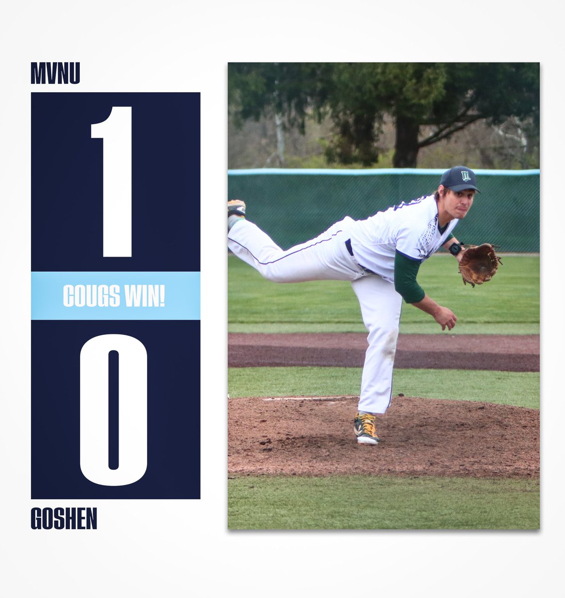 MVNU Athletics (@mvnu_cougars) on Twitter photo .<a href="/MVNUBaseball/">MVNU Baseball</a> picks up its 30th win of the season after beating Goshen 1-0! Jared Hurlburt pitched a complete game shutout, allowing just 3 hits while striking out 11! .<a href="/MVNUBaseball/">MVNU Baseball</a> picks up its 30th win of the season after beating Goshen 1-0! Jared Hurlburt pitched a complete game shutout, allowing just 3 hits while striking out 11!