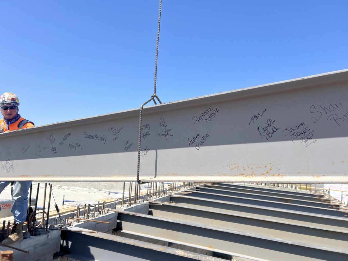 Tipton Co Schools (@tcschools_) on Twitter photo The top out beam signed by CES and CMS teachers and staff is in place...exciting times! The top out beam signed by CES and CMS teachers and staff is in place...exciting times!