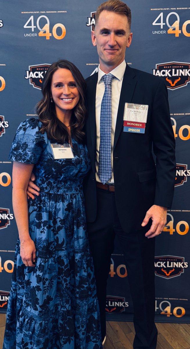 patbottini's tweet photo. It was humbling to receive the 40 Under 40 honor from the Minneapolis/St. Paul Business Journal (MSPBJ) last week, but far more humbling and meaningful to receive such great support from so many friends, colleagues, and mentors at Jack Link's Protein Snacks. https://t.co/ecY0fZVsqa