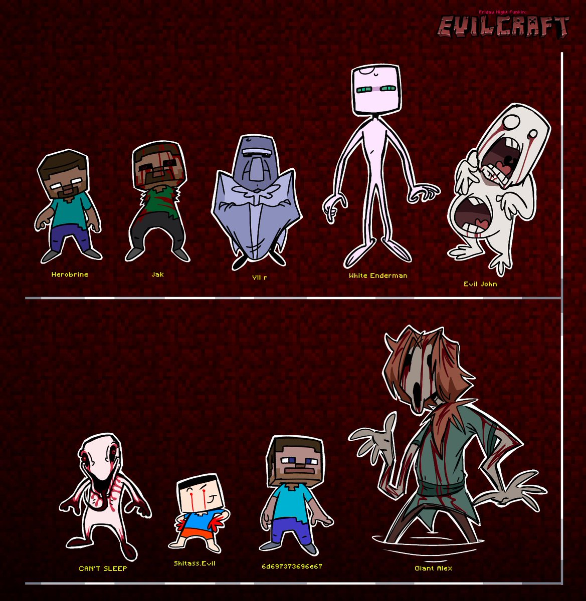 FNFDevilcraft's tweet photo. Evil Blocky Guys

Art by me: @Gabe_Kennedy7 
#fnfmod #Minecraft #fridaynight https://t.co/TkkZ68sIni