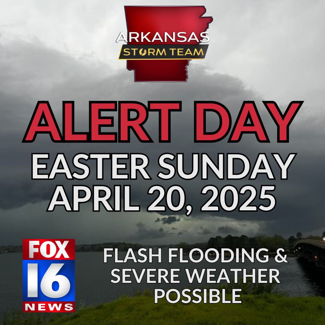 joel_off_air's tweet photo. UPDATE: An Arkansas Storm Team #AlertDay has been designated for Easter Sunday, due to the risk for flash flooding overnight Saturday into Sunday along with severe potential during the day Sunday. ⛈️
Stay with the #ARStormTeam for details on air and online. #ARwx https://t.co/LIzjJHaB2l
