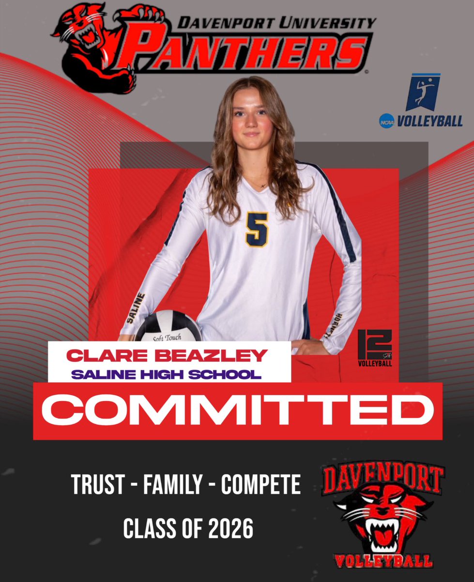 Clare Beazley (@beaz_clare11) on Twitter photo Excited to announce my verbal commitment to continue my academic and athletic career at Davenport University! Can’t wait to be a Panther! ❤️🖤 <a href="/du_wvb/">Davenport Women's Volleyball</a> <a href="/PrepDigMI/">Prep Dig Michigan</a> <a href="/L2_vbc/">L2 Volleyball</a> Excited to announce my verbal commitment to continue my academic and athletic career at Davenport University! Can’t wait to be a Panther! ❤️🖤 <a href="/du_wvb/">Davenport Women's Volleyball</a> <a href="/PrepDigMI/">Prep Dig Michigan</a> <a href="/L2_vbc/">L2 Volleyball</a>