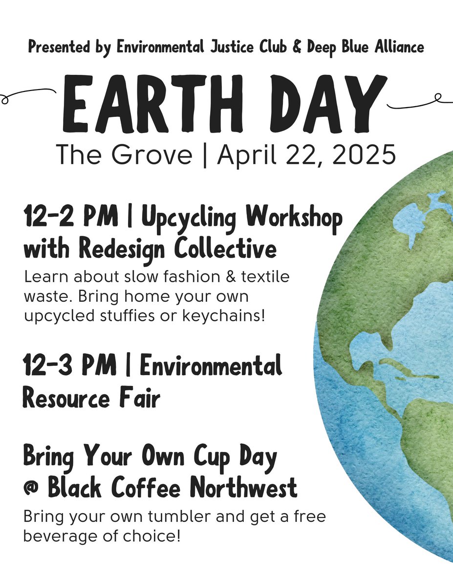 Join us at the Upcycling Workshop and Environmental Resource Fair for Earth Day on Apr. 22 in the Grove. #NorthSeattleCollege #EarthDay #Sustainability
