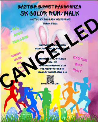 The Clear Brook Color Run for April 19 at Westbrook has been cancelled. We will send the new flyer on Monday!