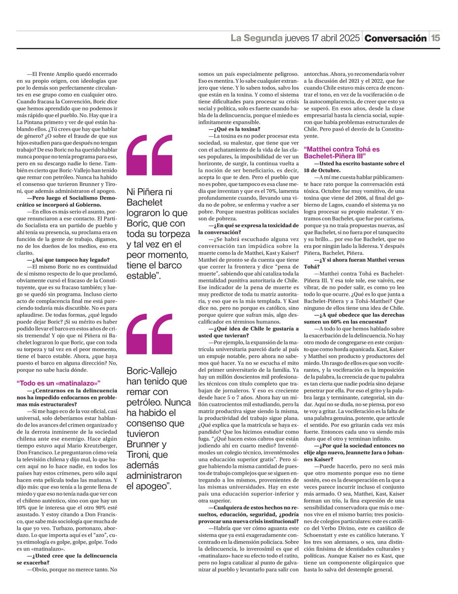[UCHILE en la Prensa] Entrevista de <a href="/La_Segunda/">laSegunda</a> al sociólogo y académico <a href="/facsouchile/">Ciencias Sociales</a> Manuel Canales donde habla del rol del gobierno, los medios y la actualidad política: “Cierta complacencia final me está pareciendo muy discutible” lasegunda.com/Noticias/Conve…