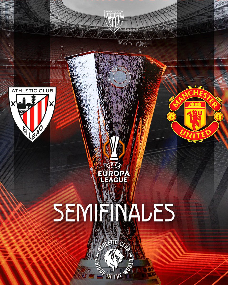 Athletic Club (@athleticclub) on Twitter photo 🔥 Nuestro rival en semifinales será…
🆚 <a href="/ManUtd/">Manchester United</a>
#AthleticMUFC #UniqueInTheWorld 🦁 🔥 Nuestro rival en semifinales será…
🆚 <a href="/ManUtd/">Manchester United</a>
#AthleticMUFC #UniqueInTheWorld 🦁