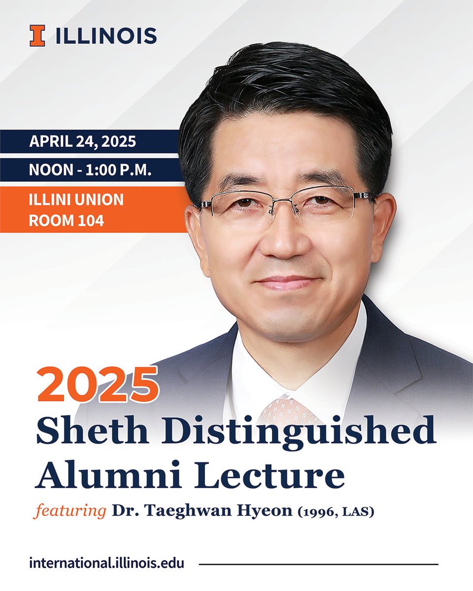 Illinois International (@illinois_intl) on Twitter photo Join us April 24 for a lecture featuring <a href="/UofIllinois/">University of Illinois</a> alumnus and recipient of the Madhuri and Jagdish N. Sheth International Alumni Award for Exceptional Achievement Dr. Taeghwan Hyeon. RSVP at forms.illinois.edu/sec/1044868189. Registration is encouraged but not required. Join us April 24 for a lecture featuring <a href="/UofIllinois/">University of Illinois</a> alumnus and recipient of the Madhuri and Jagdish N. Sheth International Alumni Award for Exceptional Achievement Dr. Taeghwan Hyeon. RSVP at forms.illinois.edu/sec/1044868189. Registration is encouraged but not required.