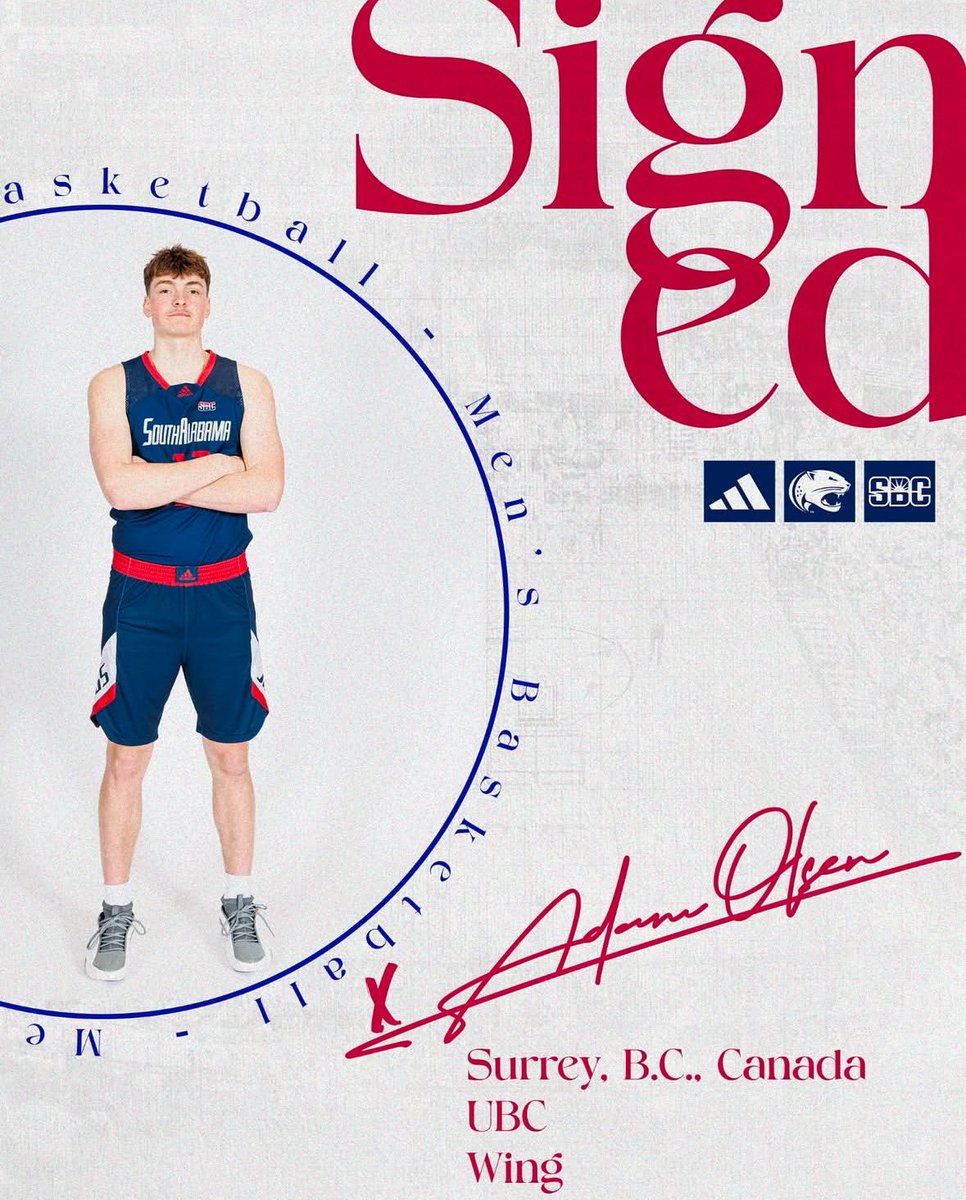 Joe Moussa (@joe_nph) on Twitter photo First USPORT to NCAA D1 Transfer of the offseason is off the board as South Alabama signs 6’7 W Adam Olsen
Averaged 16.4ppg on 38%3pt for UBC last season
<a href="/NphScouting/">NPHScouting 🇨🇦🏀🇺🇸</a> First USPORT to NCAA D1 Transfer of the offseason is off the board as South Alabama signs 6’7 W Adam Olsen
Averaged 16.4ppg on 38%3pt for UBC last season
<a href="/NphScouting/">NPHScouting 🇨🇦🏀🇺🇸</a>