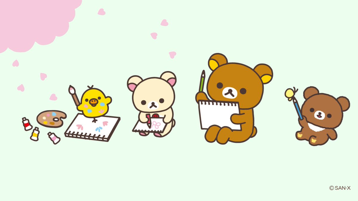 Rilakkuma and friends are enjoying the spring air. Let's take time to create a picture for memories. 🌸🍃
