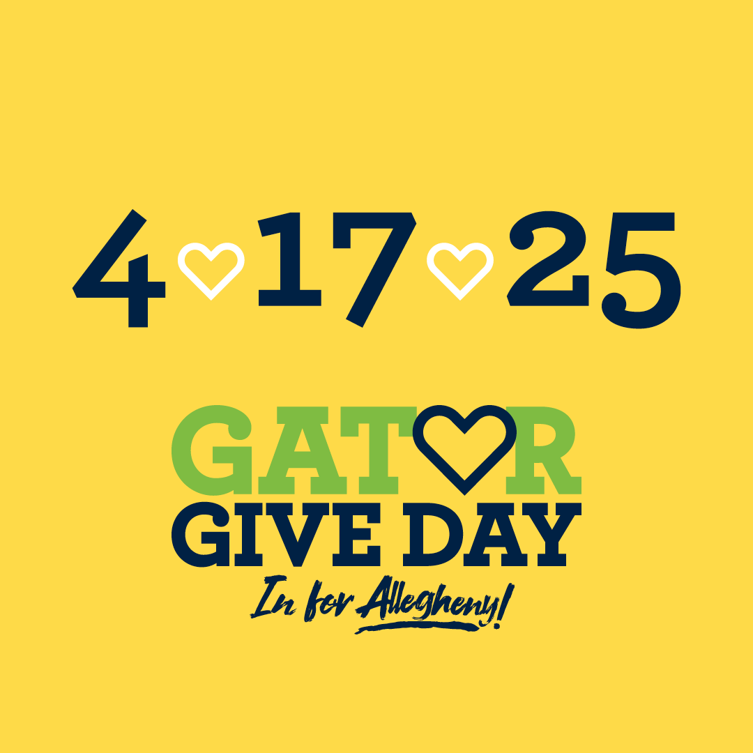 alleghenycol's tweet photo. There’s 6 hours left of Gator Give Day! 🎁 Whether it’s your first gift or part of a long tradition, you’re helping students make their mark on the world.

Don’t miss out on making a difference ➡️ https://t.co/fCPoCg4tO3

#GatorGiveDay #GoGators #InForAllegheny #PathwayForward https://t.co/nXn83gomNe