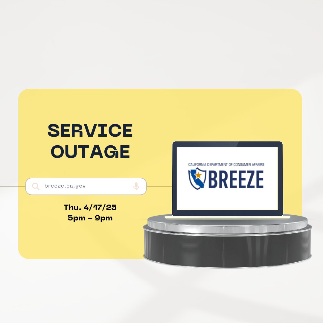BreEZe Production Services will be down for maintenance.