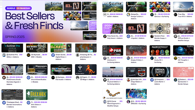 happy_modeling's tweet photo. Blenderで使える大人気アドオンやアセットが28種類で定価825.74ドルが30ドルとなる超お得なバンドルパックSuperhive Launch Bundleが販売開始！

https://t.co/qrfNK3UPxv

大量配置系アドオンで大人気のGEO SCATTERでは１つで99ドルもするのでそれだけでも元を取る事が出来ます。

https://t.co/OY1WdW6nFa

#b3d #blender3d