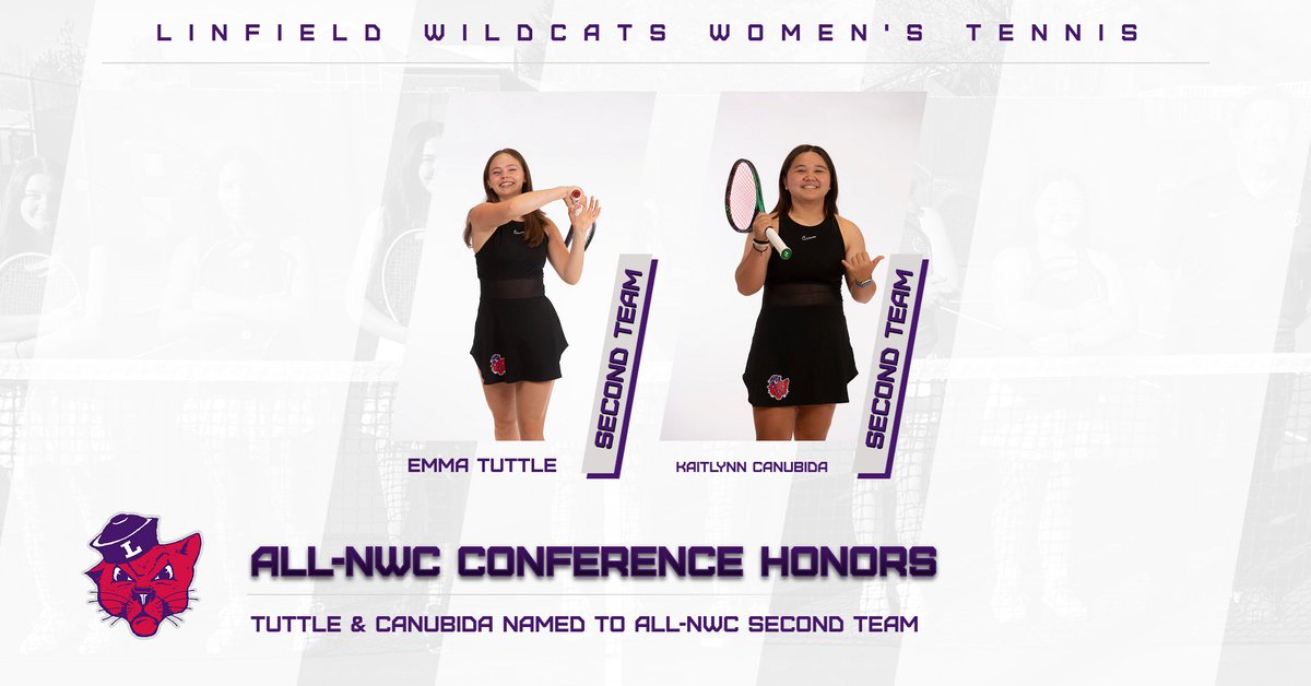 Congrats to Emma Tuttle and Kaitlynn Canubida on being named to the All-NWC Second Team! 😼🎾🟣

Full Story: tinyurl.com/mr2zzvdv

#RollCats | #d3tennis