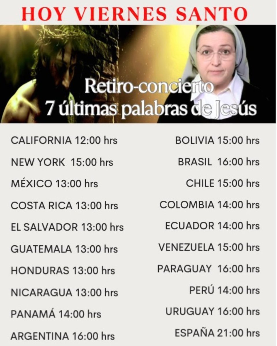 LINK del RETIRO-CONCIERTO “7 ÚLTIMAS PALABRAS DE JESUS” de Hna Glenda
youtu.be/bmWGnmc7Okw