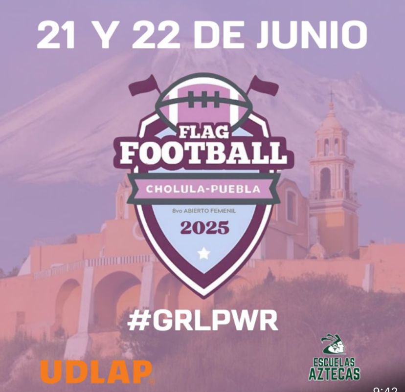 Tercer Cuarto (@tercer_cuarto) on Twitter photo 🙌🏻 PORQUE ELLAS TAMBIÉN JUEGAN 🙆🏻♀️
Se abren las inscripciones para el 🏆 8º Abierto de Flag Femenil que se jugará en Cholula, Puebla los días 21 y 22 de Junio.
INSCRIPCIONES 📲 984 143 37 84 <a href="/CoachLMonroy/">Luis Monroy</a>
Único torneo enfocado 100% en Flag Football Femenil. 🙌🏻 PORQUE ELLAS TAMBIÉN JUEGAN 🙆🏻♀️
Se abren las inscripciones para el 🏆 8º Abierto de Flag Femenil que se jugará en Cholula, Puebla los días 21 y 22 de Junio.
INSCRIPCIONES 📲 984 143 37 84 <a href="/CoachLMonroy/">Luis Monroy</a>
Único torneo enfocado 100% en Flag Football Femenil.