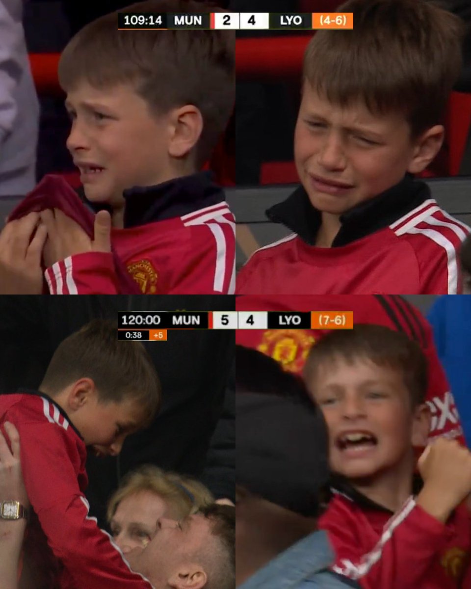 De las lágrimas y la tristeza, al abrazo con papá y la felicidad total. Este niño NUNCA olvidará lo que vivió esta noche en Old Trafford. La magia del fútbol no se compara con nada. EL DEPORTE MÁS HERMOSO DEL MUNDO.
