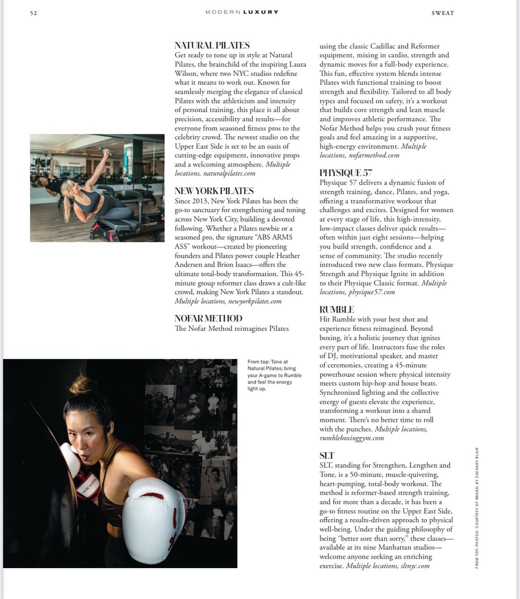 naturalpilates's tweet photo. Natural Pilates is making moves! Excited to be featured in Modern Luxury Manhattan. #Pilates #NYC https://t.co/zN7Bm20jje