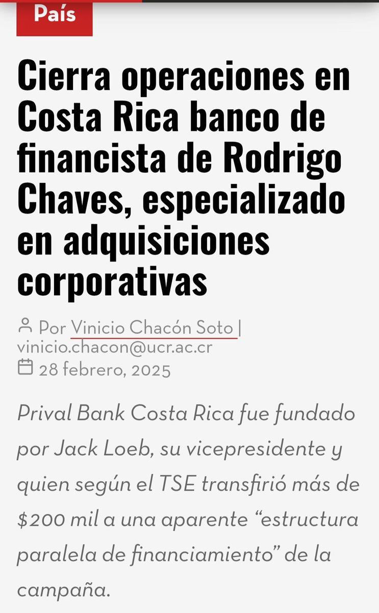 gustavonunez75's tweet photo. Para no olvidar:
Jack Loeb, financista de la campaña de Rodrigo Chaves, transfirió $209.000 a estructura paralela de la cual se les acusa, desde Panamá. 
El financista fue fundador del Prival Bank Costa Rica. https://t.co/WMRwefr34s