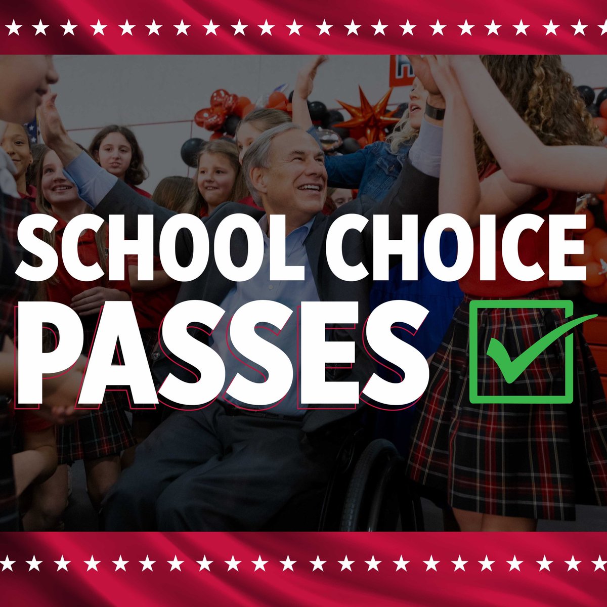 School choice officially PASSED the Texas House. This is a historic victory for Texas families.

I look forward to this school choice legislation reaching my desk, when I will swiftly sign it into law.