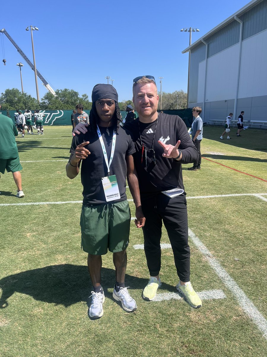 Had a great time <a href="/USFFootball/">USF Football</a> today #gobulls <a href="/H2_Recruiting/">Hasani (H2) | Football Recruiting</a> <a href="/Coach_DVD/">DeMarcus Van Dyke</a> <a href="/CoachGolesh/">Alex Golesh</a> <a href="/KennyKellyQB/">Kenny Kelly</a> <a href="/coachyoung99/">Coach Young</a>