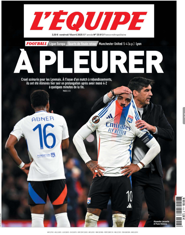 OL__Plus's tweet photo. La une de l'Équipe de ce vendredi https://t.co/QUzEmlz32P